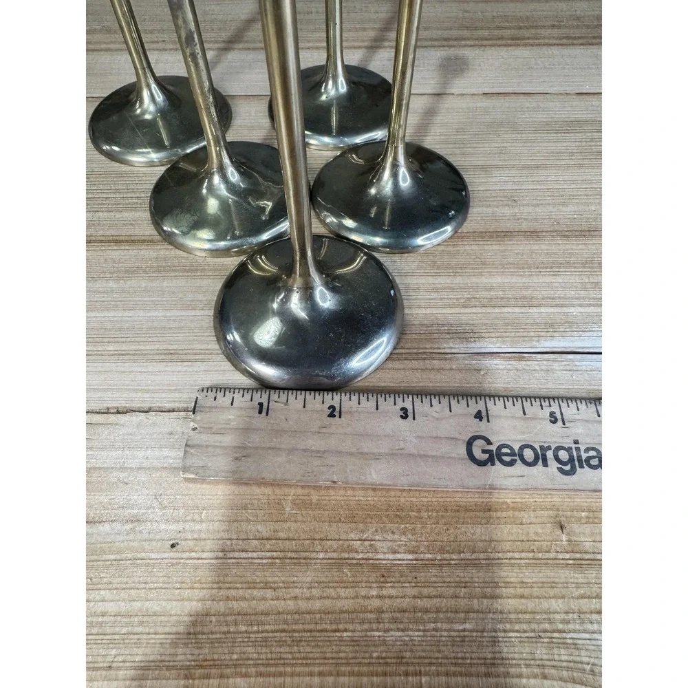 Brass & Copper Collection Cobalt Candlestick‎ Holders Set 5 Gold MCM Vintage